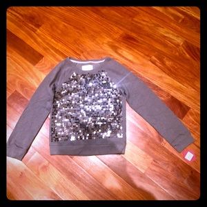NWT Fun , sparkly, grey sequined girls top size 10